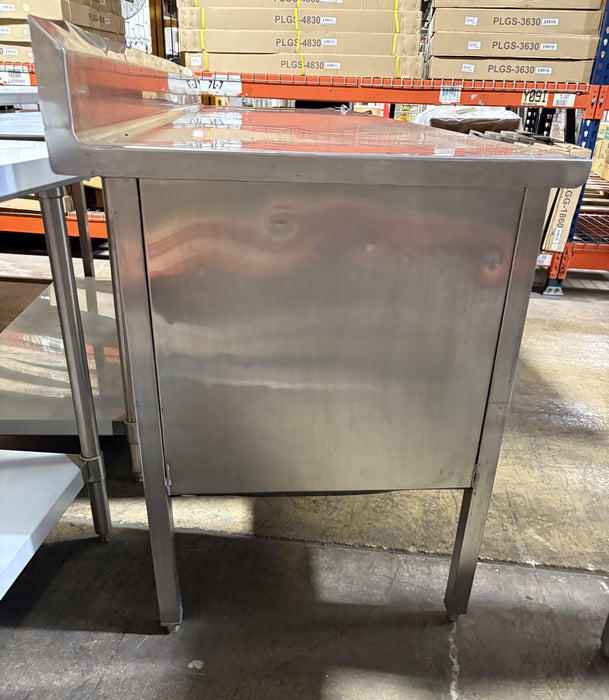 Used 96" x 30" Stainless Steel  Work Table with Closed Undershelves