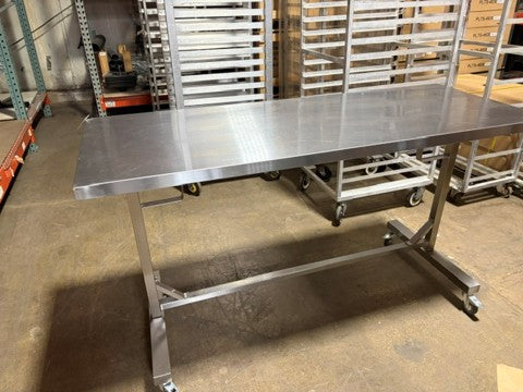 Used Stainless Steel Adjustable Height Work Table 24x62