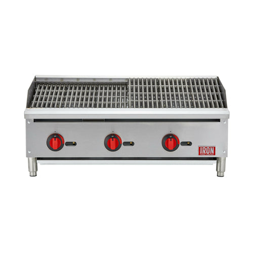 Radiant Charbroiler, Natural Gas, Countertop, 36", (3) Stainless Steel Burners,-cityfoodequipment.com