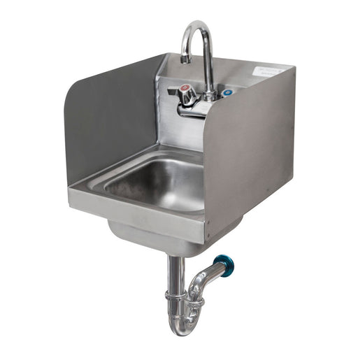 Space Saver Hand Sink W/Side Splashes, Faucet, 2 Holes, 9"W x 9"-cityfoodequipment.com