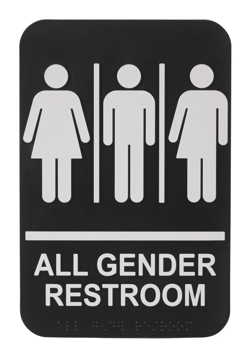 Information Sign, "All Gender", 6" x 9", Braille (12 Each)-cityfoodequipment.com
