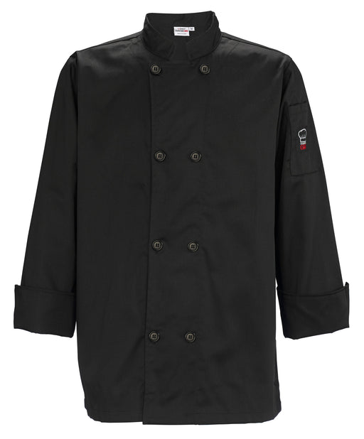 Tapered Chef Men's Jacket, Black, 4XL (12 Each)-cityfoodequipment.com