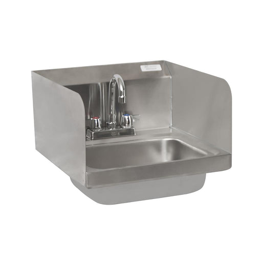 S/S Hand Sink w/ Side Splashes, Faucet 2 Holes 14"Wx10"-cityfoodequipment.com