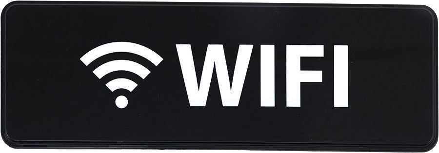 Information Sign, "WiFi", 3" x 9", Black (12 Each)-cityfoodequipment.com