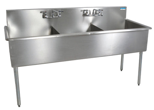 S/S 3 Compartments Budget Sink, Rolled Edges 12" x 21" x 12" D-cityfoodequipment.com