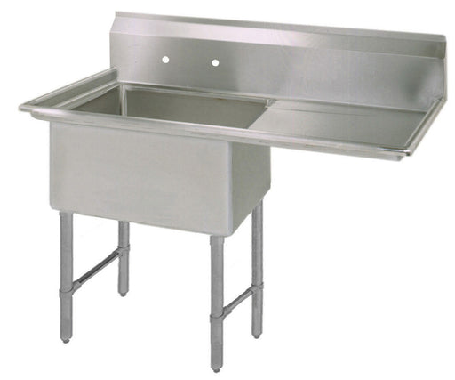 S/S 1 Compartment Sink w/ 24" Right Drainboard 18" x 24" x 14" D-cityfoodequipment.com