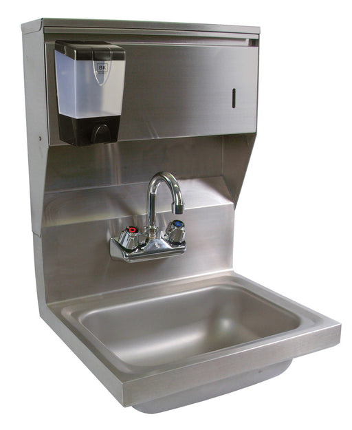 S/S Hand Sink w/ Faucet Towel & Soap Disp 2 Holes 13-3/4x10"x5"-cityfoodequipment.com