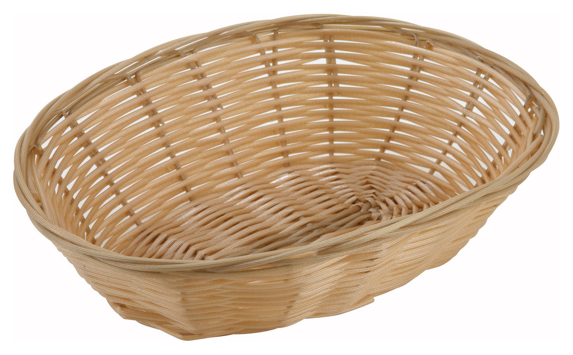 Poly Woven Baskets, Oval, 9-1/2" x 6-1/2" x 2-3/4", Natural (12 Dozen)-cityfoodequipment.com