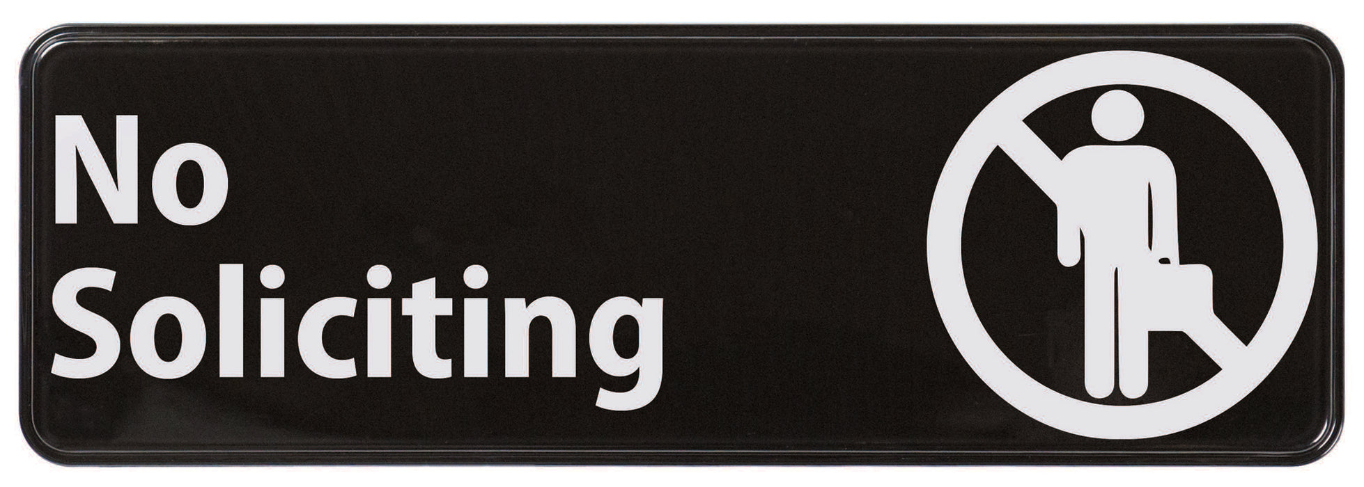 Information Sign, " No Soliciting ", 3" x 9", Black (12 Each)-cityfoodequipment.com