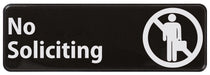 Information Sign, " No Soliciting ", 3" x 9", Black (12 Each)-cityfoodequipment.com