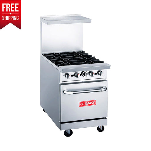 Compass PLG-DCR24-4B 24" Gas Range with Four (4) Open Burners-cityfoodequipment.com