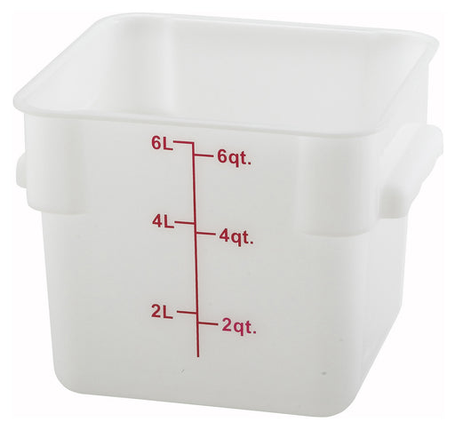 6qt Square Storage Container, White, PP (12 Each)-cityfoodequipment.com