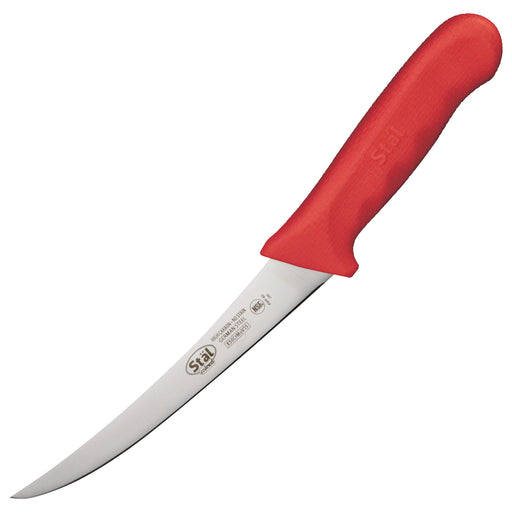 6" Boning Knife, Red PP Hdl, Curved (6 Each)-cityfoodequipment.com