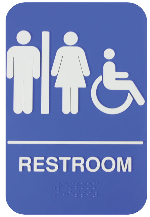 Sign 6" x 9" x 1/8", Information Sign with Braille, Restroom/Accessible, Braille QTY-6-cityfoodequipment.com