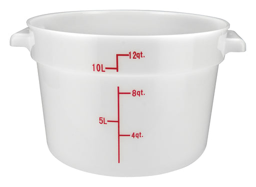 12qt Round Storage Container, White, PP (12 Each)-cityfoodequipment.com