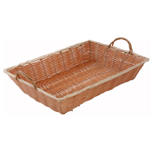 Poly Woven Basket, Rectangular w/Hdls, 16" x 11" x 3", Natural (12 Each)-cityfoodequipment.com