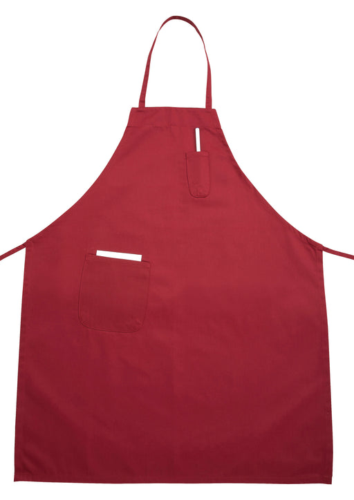 Full Length Bib Apron w/Pocket, Red (12 Each)-cityfoodequipment.com