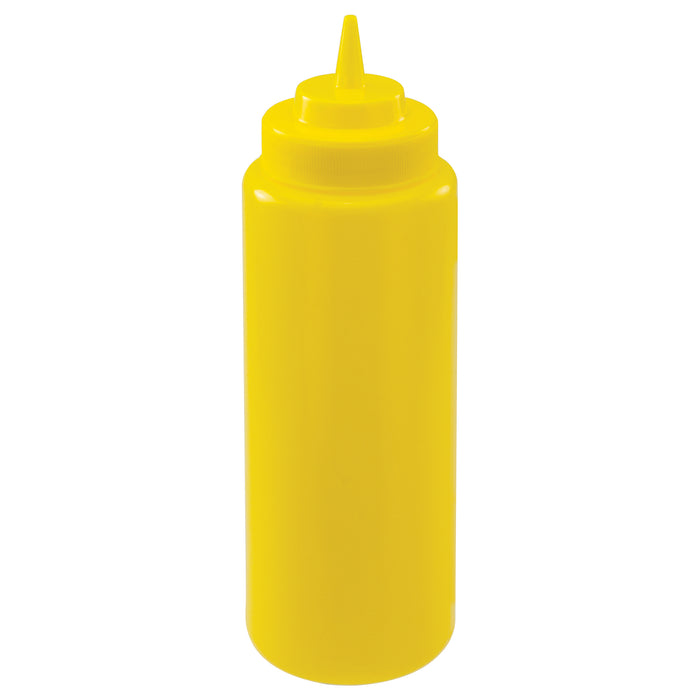 32oz Squeeze Bottles, Wide Mouth, Yellow, 6pcs/pk (6 Pack)-cityfoodequipment.com