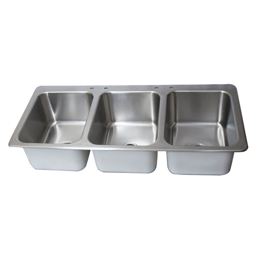 S/S 3 Compartments Drop-In Sink w/ 16" x 20" x 12" Bowls-cityfoodequipment.com