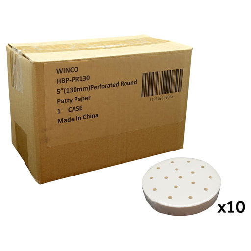 5" (130mm) Perforated Round Patty Paper, CS/5000 papers (10 Case)-cityfoodequipment.com