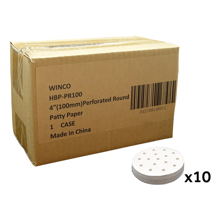 4" (100mm) Perforated Round Patty Paper, CS/5000 papers (10 Case)-cityfoodequipment.com