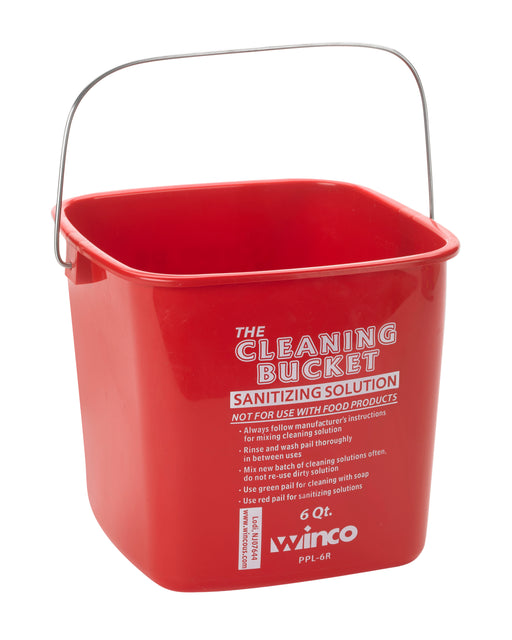 6qt Cleaning Bucket, Red Sanitizing Solution (12 Each)-cityfoodequipment.com