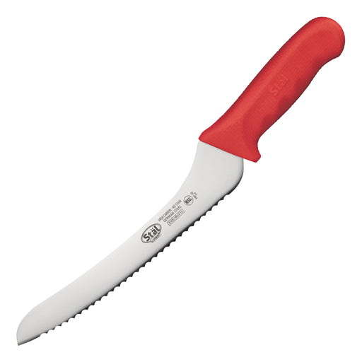 9" Bread Knife, Red PP Hdl, Offset (6 Each)-cityfoodequipment.com