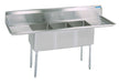 S/S 3 Compartments Sink w/ & Dual 18" Drainboards 16" x 20" x 14" D Bowls-cityfoodequipment.com