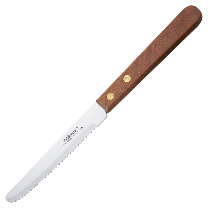 Steak Knives, 4-1/2" Blade, Wooden Hdl, Round Tip (24 Dozen)-cityfoodequipment.com