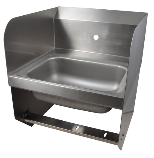 Hand Sink With Side Splash & Knee Valve Brackets, 1 Hole 14" x 10" x 5"-cityfoodequipment.com