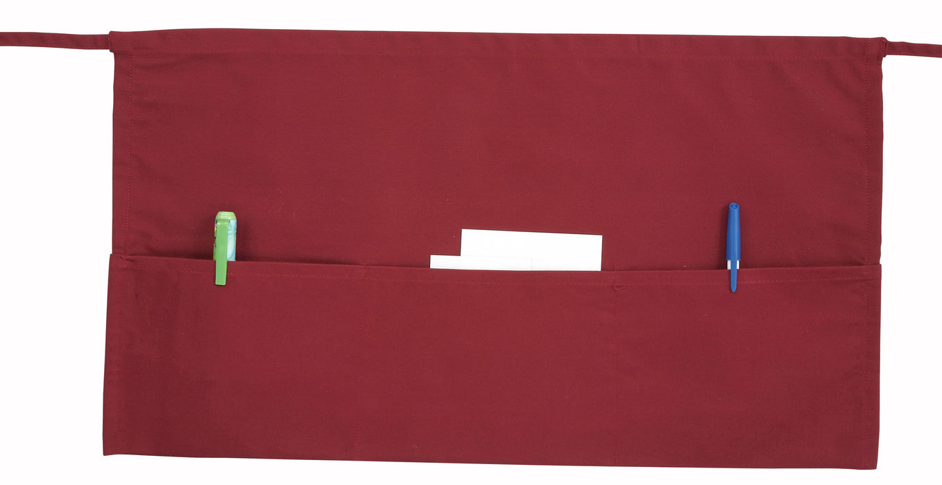3 Pocket Waist Apron, Burgundy (12 Each)-cityfoodequipment.com