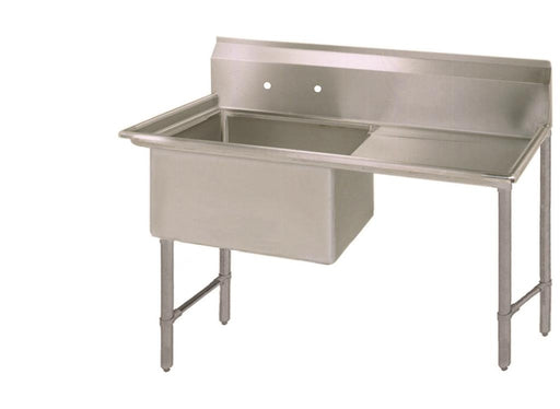 S/S 1 Compartment Sink 10" Riser Right Drainboard 18" x 18" x 14" D Bowls-cityfoodequipment.com