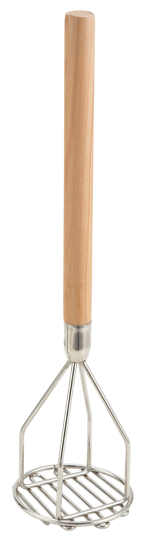 Potato Masher, Round, 4" x 18", Wooden Hdl, Chrome Plated (6 Each)-cityfoodequipment.com