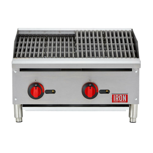 Radiant Charbroiler, Natural Gas, Countertop, 24", (2) Stainless Steel Burners,-cityfoodequipment.com