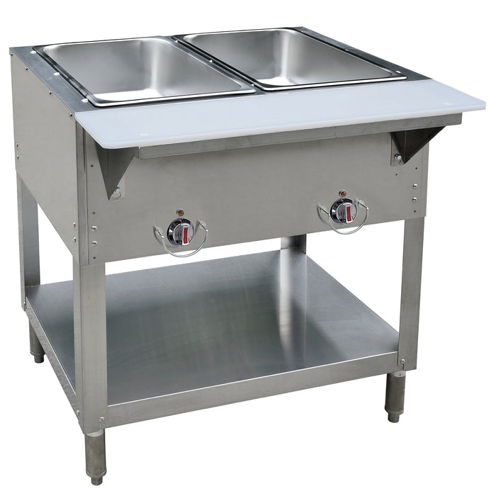 BK-Resources Propane Hot Steam/Food Table w/ (2) Wells & Cutting Board-cityfoodequipment.com