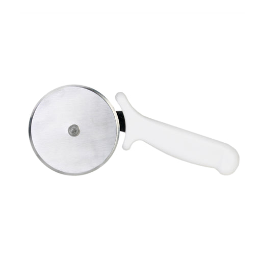 Thunder Group SLTWPC004 4" Pizza Cutter w/ White Plastic Handle, Stainless Steel - 12, (each)-cityfoodequipment.com