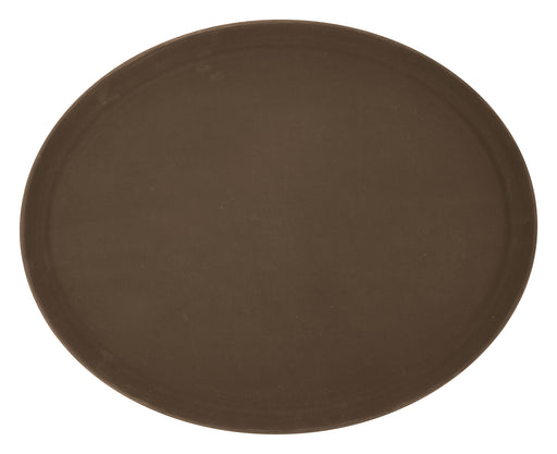 26" x 22" Premium Fiberglass Tray, Non-slip, Brown, Oval (6 Each)-cityfoodequipment.com