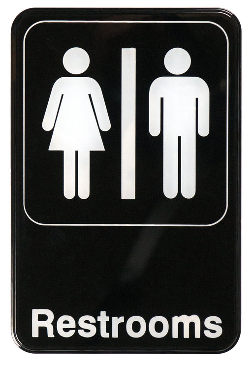 Information Sign, "Restrooms", 6" x 9", Black (12 Each)-cityfoodequipment.com
