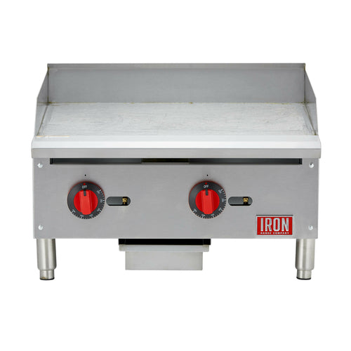 Iron Range Commercial Griddle, Natural Gas, Countertop, 24"W, Thermostatic Controls, 24"W X-cityfoodequipment.com