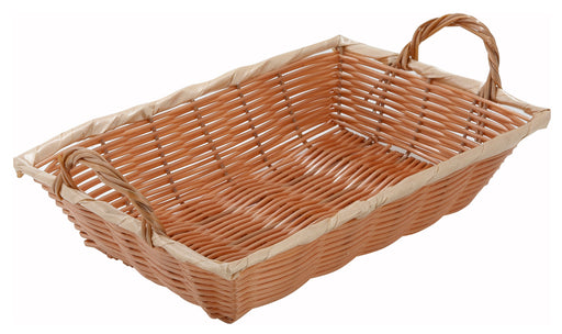 Poly Woven Basket, Rectangular w/Hdls, 12" x 8" x 3", Natural (12 Each)-cityfoodequipment.com