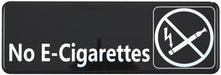 Information Sign, "No E-Cigarettes", 3" x 9", Black (12 Each)-cityfoodequipment.com