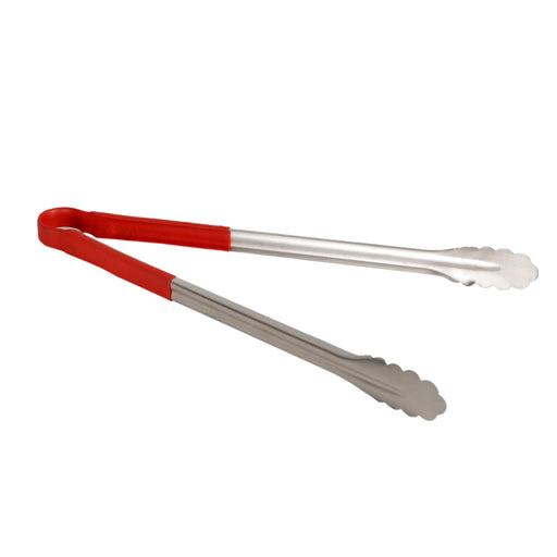 Thunder Group SLTG816R 16"L Stainless Utility Tongs, Red - 12, (each)-cityfoodequipment.com