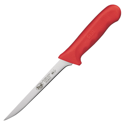 6" Boning Knife, Red PP Hdl, Narrow (6 Each)-cityfoodequipment.com