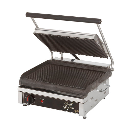 Star GX14IG Single Commercial Panini Press w/ Cast Iron Grooved Plates, 120v-cityfoodequipment.com