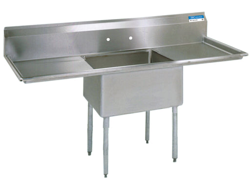 S/S 1 Compartment Sink w/, 24" Dual 24" Drainboards 24" x 24" x 14" D Bowl-cityfoodequipment.com