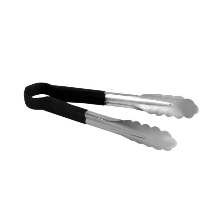 10" STAINLESS TONG, BLACK LOT OF 12 (Ea)-cityfoodequipment.com