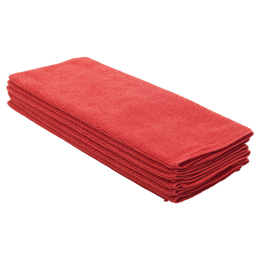 Microfiber Towel, 16" x 16", 6pcs/pk, Red (10 Pack)-cityfoodequipment.com
