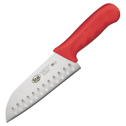 7" Santoku Knife, Red PP Hdl (6 Each)-cityfoodequipment.com