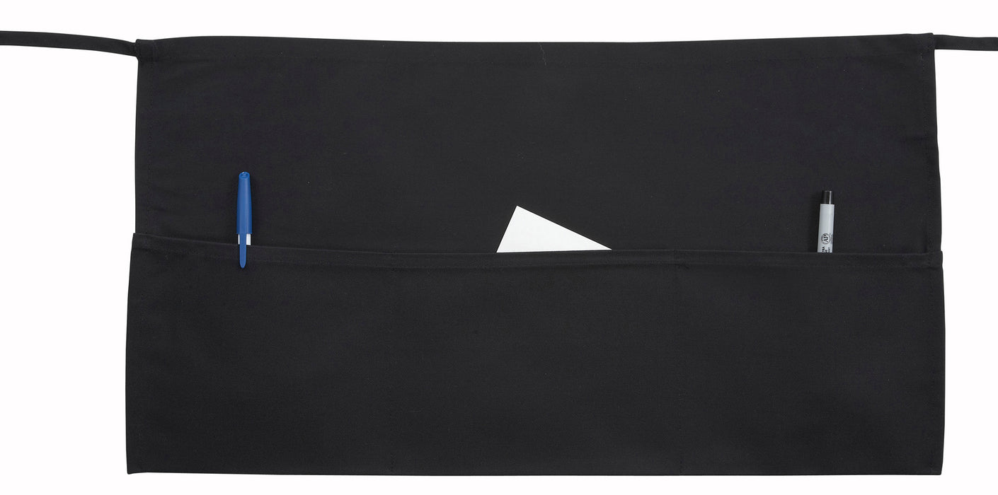 3 Pocket Waist Apron, Black (12 Each)-cityfoodequipment.com