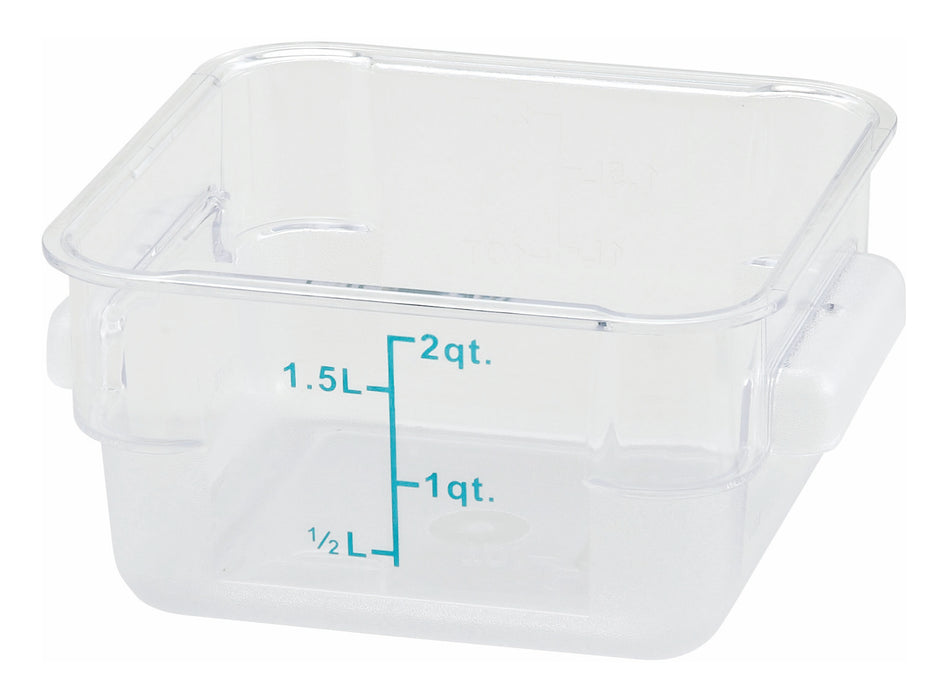 2qt Square Storage Container, Clear, PC (12 Each)-cityfoodequipment.com